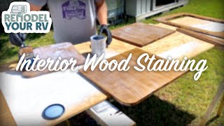 RV Remodel: Interior Wood Staining (countertops, tabletops, and side tables.)