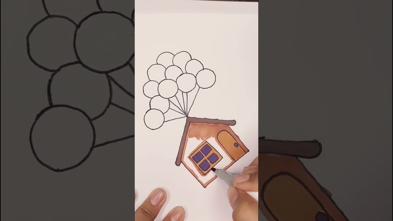 Cute Balloon House Drawing | Easy Doodle Art 