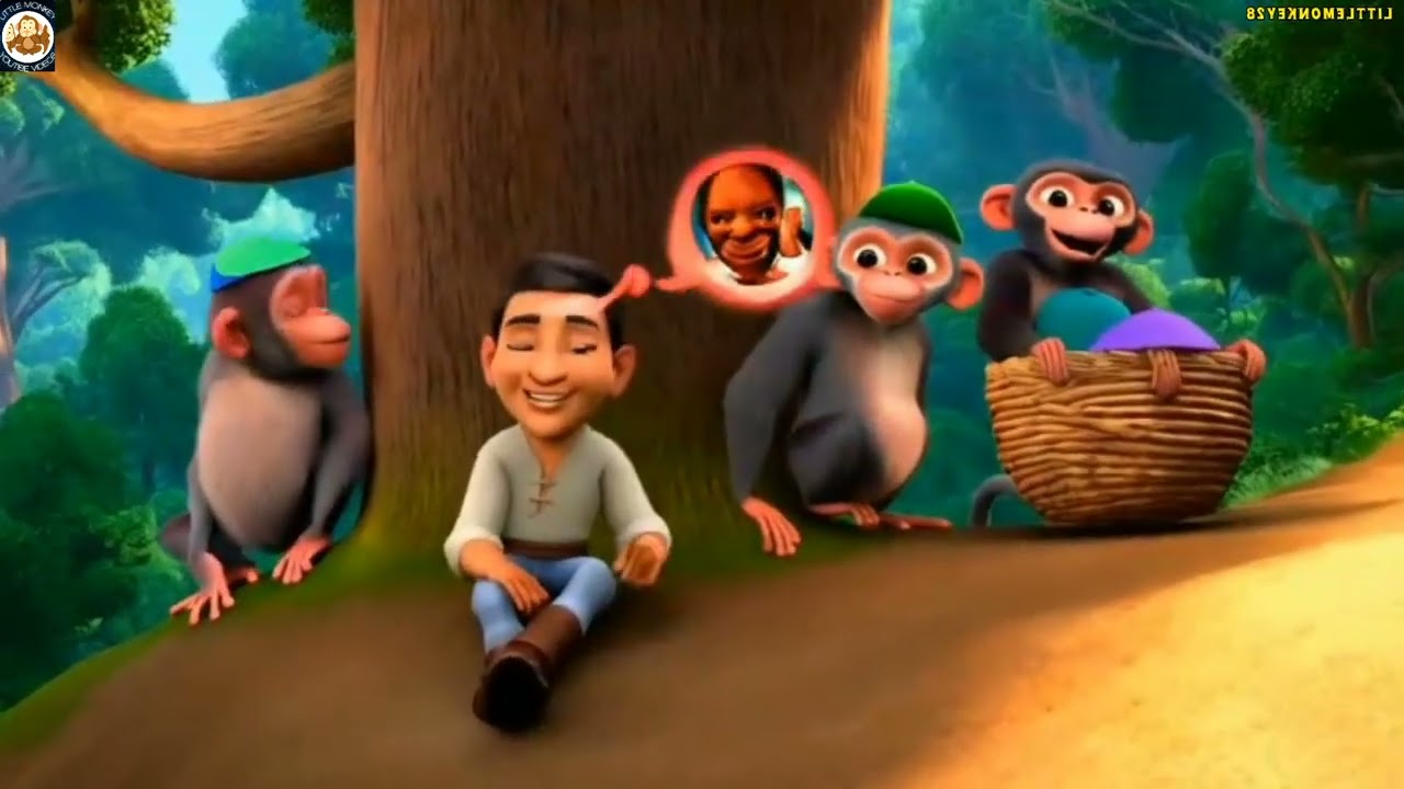 cap seller and monkeys in forest cartoon song | kids songs | kids videos