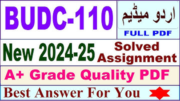 BUDC 110 solved assignment 2024-25 in Urdu || budc 110 solved assignment 2025 || budc110 2024-25