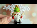 Miniature Christmas gnome/Polymer clay💝Мініатюрний Різдвяний гном💝