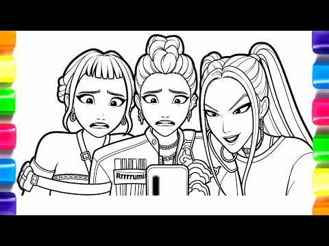Super Fast Relax Coloring  KPop Demon Hunters with Alcohol Markers 🎨✨ Satisfying Speed Art