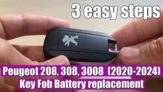 Peugeot 208, 308, 3008 (2020-2024) Key Fob Battery Replacement in 3 easy steps by TUTORIALE AUTO 368 views 1 month ago 1 minute, 48 seconds