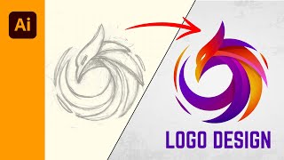 Modern Abstract Bird logo design in Illustrator | Logo design tutorial