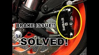 KTM DUKE 390 BRAKE ISSUE SOLVED! | CALIPER ISSUE | MOTOVLOG  2017 | KTM DUKE PROBLEMS