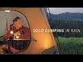 SOLO CAMPING in the RAIN [ relaxing camp in the tent shelter, cosy night,  ASMR ]