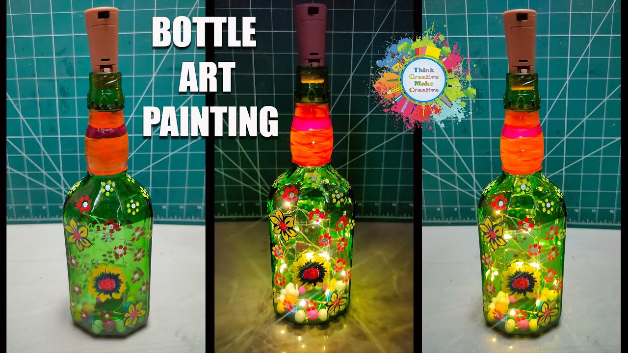 How to do Glass Painting on Bottle easily/Glass Paint Idea/DIY ...