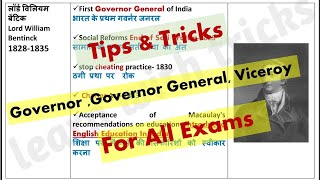 Governor General and Viceroy of India|| Modern || History Gk|| Tips and Tricks🌝