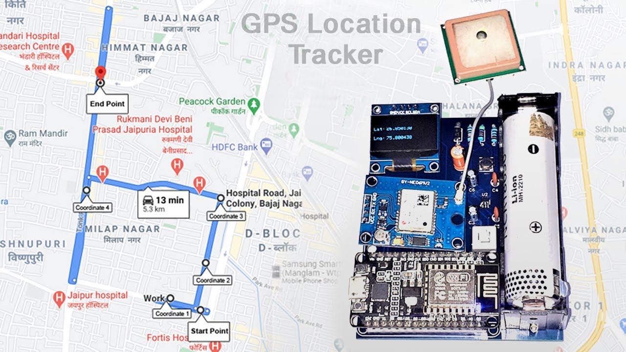 IoT Based Location Tracker using NodeMCU and GPS Module – Save GPS co-ordinates and view on Google Maps