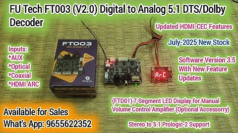 FT003 (SW V3.5)DTS, Dolby Digital to Analog 5.1 Converter| 5.1 Optical, Coaxial & HDMI ARC Converter
