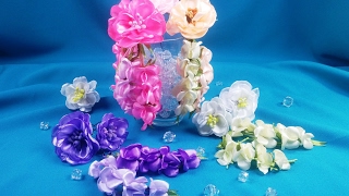 Ribbon flowers for the hairstyle/Flores de las cintas para el peinado/Цветы из лент в прическу