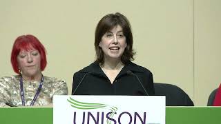 Deputy Labour leader Lucy Powell addressing UNISON women’s conference Guide