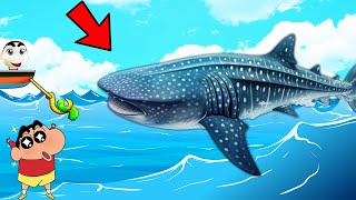 NOOB vs PRO vs HACKER in CAT GOES FISHING with SHINCHAN and CHOP | SHARK FISH GAME