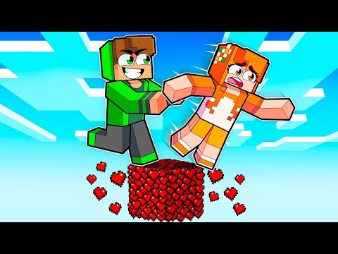 VIVIENDO EN SOLO 1 BLOQUE DE CORAZÓN EN MINECRAFT