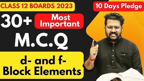 Class 12 Chemistry MCQ | Important MCQ of D and F Block Elements | NCERT Exemplar