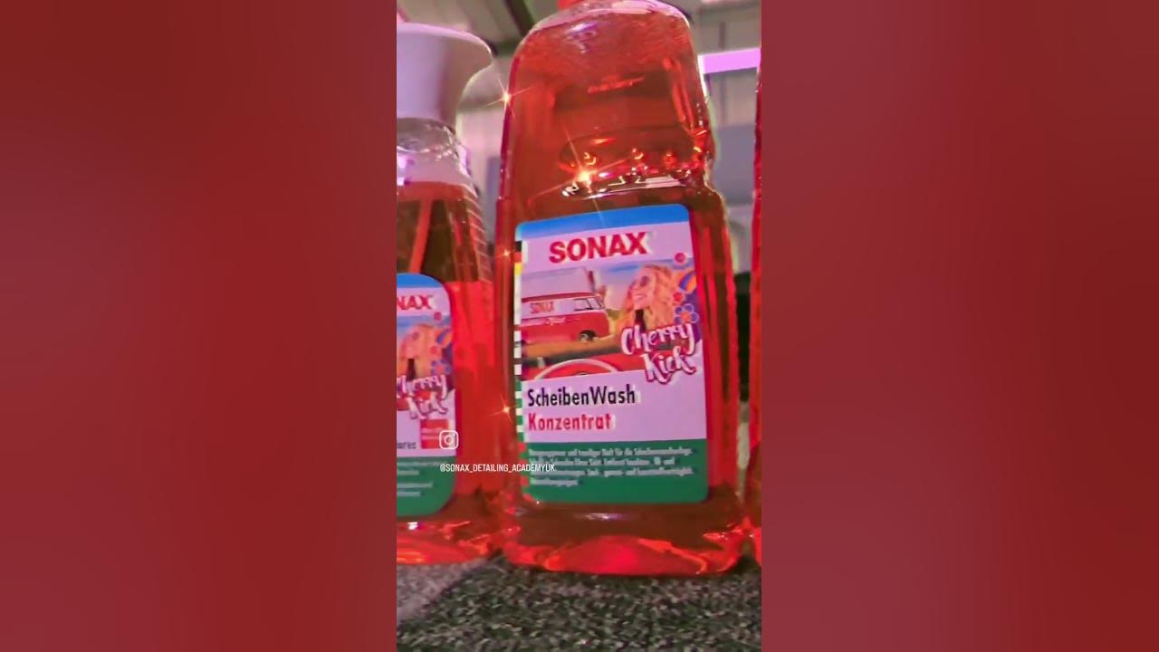 get the summer vibes with the SONAX Cherry Kick Range! Shampoo - Cockpit  Cleaner - Screenwash 