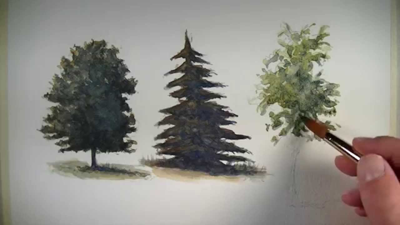 How to Paint Trees with Watercolor - YouTube