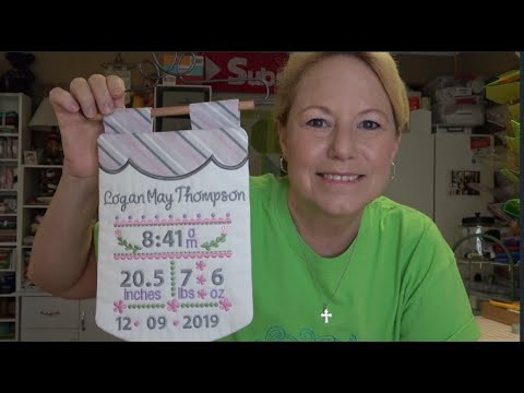 Machine Embroidery Tutorial - Birth Announcement Wall Hanging from Designs by JuJu