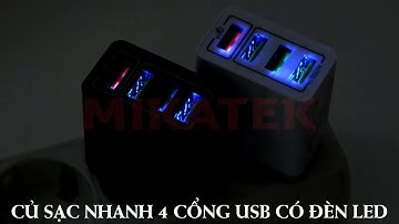 Củ Sạc Nhanh Quick Charge 3.0, Có Led Sáng 4 Cổng USB Sạc 4 Thiết Bị, Cục Sạc Nhanh MIKATEK
