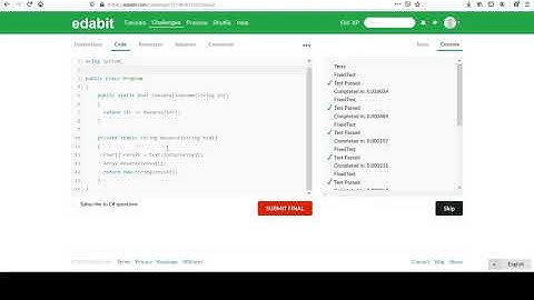 Edabit Easy C# Programming Challenges #21: Is the String a Palindrome