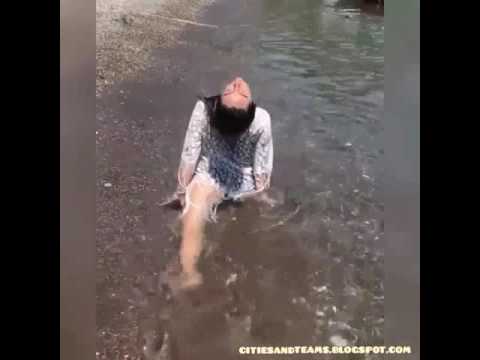 Russian Girl Showing Her Skills on the Beach