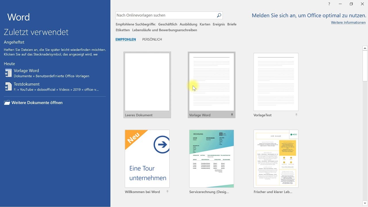 New Individuelle Vorlagen in Word, Excel und PowerPoint – Office-Tutorial
