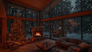 A Peaceful Winter Escape: Snowfall, Whispering Wind, and Crackling Fire for Your Calm Moments