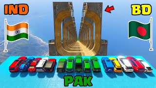 India Vs Pakistan | Gta 5 Indian Cars Vs Pakistan Cars Vs Bangladesh Cars Ramp Challenge | Gta 5