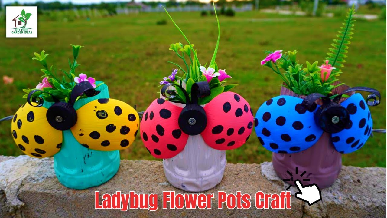 Ladybug Flower Pots Craft Recycle Plastic Bottles into Cute Shaped