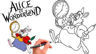 How To Draw WHITE RABBIT // FROM ALICE IN WONDERLAND // Step-By-Step