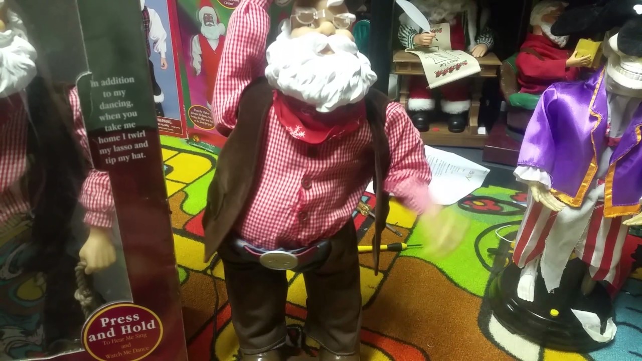 Santa Rodeo Lasso Gemmy Singing Cowboy Santa (Lasso Spinning