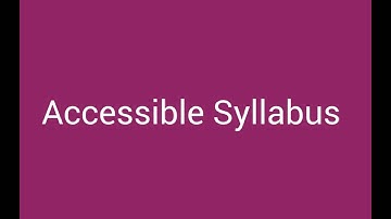 Formatting an Accessible Syllabus Introduction