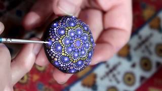 Time Lapse Purple Lotus Dot Mandala Stone How To Paint Dot Mandalas Lydia May