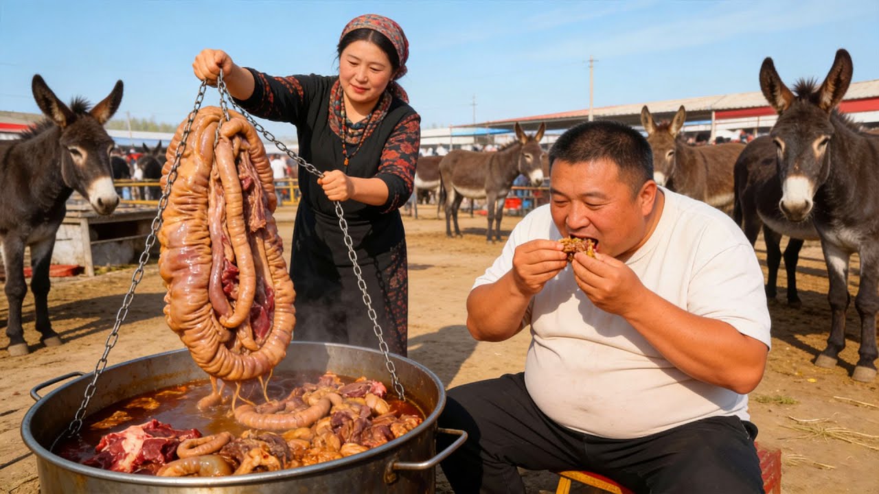 8h sáng ăn món thịt lừa thơm ngon nổi tiếng ở Hà Bắc🍜Khám phá ẩm thực Trung Quốc