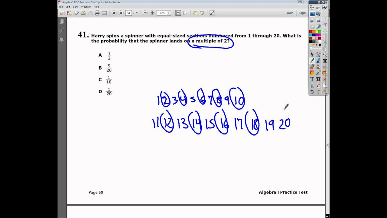 Question 41 Practice Test 2 Tennessee EOC Algebra 1 Practice Test
