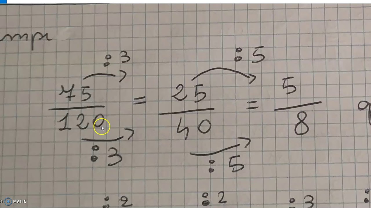 La riduzione di una frazione ai minimi termini