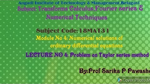18MAT31: Transform Calculus ,Fourier series & Numerical Techniques Module no 4