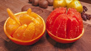 Как легко и быстро почистить апельсин, грейпфрут, лимон - 3 действенных способа #лайфхак #кухарня
