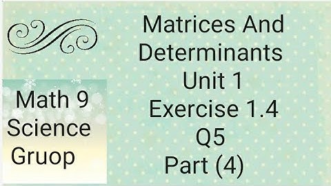 Maths 9 Unit 1 Ex 1.4  Q5 Part (4) Matrices And Determinants   (Punjab board)