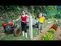 Father and son carry fence posts, improve land to plant flowers, build wooden house 2023, LTtivi