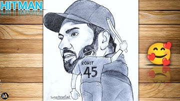 Rohit sharma drawing easy | how to draw rohit sharma