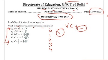 DOE DELHI | MISSION MATHEMATICS | CLASS 10 | 12-07-2023 |QUESTION of the DAY|@organisedlearning