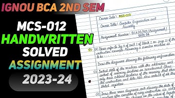 MCS-012 Handwritten Solved Assignment 2023-24 || IGNOU BCA 2nd Semester Handwritten Assignment 2023