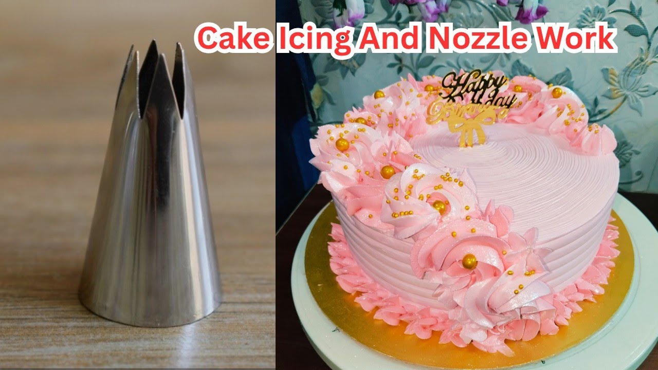 Cake Icing And Nozzle Work 😀 Strawberry Cake Design 🎂 Baby Girl Cake Design 🍰 Homemade Cake 🎂