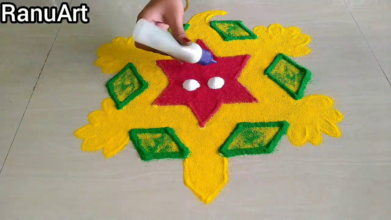 Simple Turtle dot rangoli |Dot -7x4 easy rangoli|7x4 टिपक्याची सोपी ...