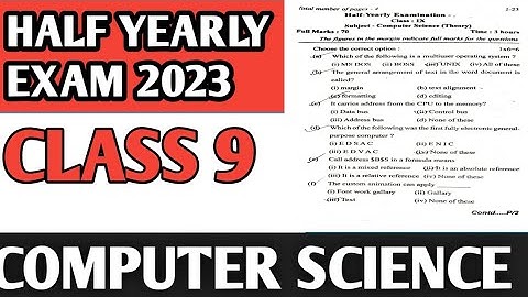 Class 9 computer science half yearly question paper 2023|halfyearly exam 2023 computerscience class9