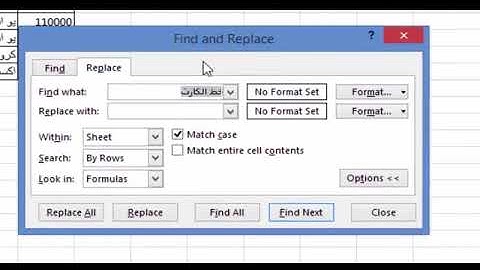 البحث والاستبدال في الاكسل Find and replace in MS Excel