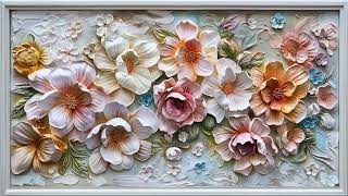 soft flower painting and white realistic frame for room ambient screenshot 4