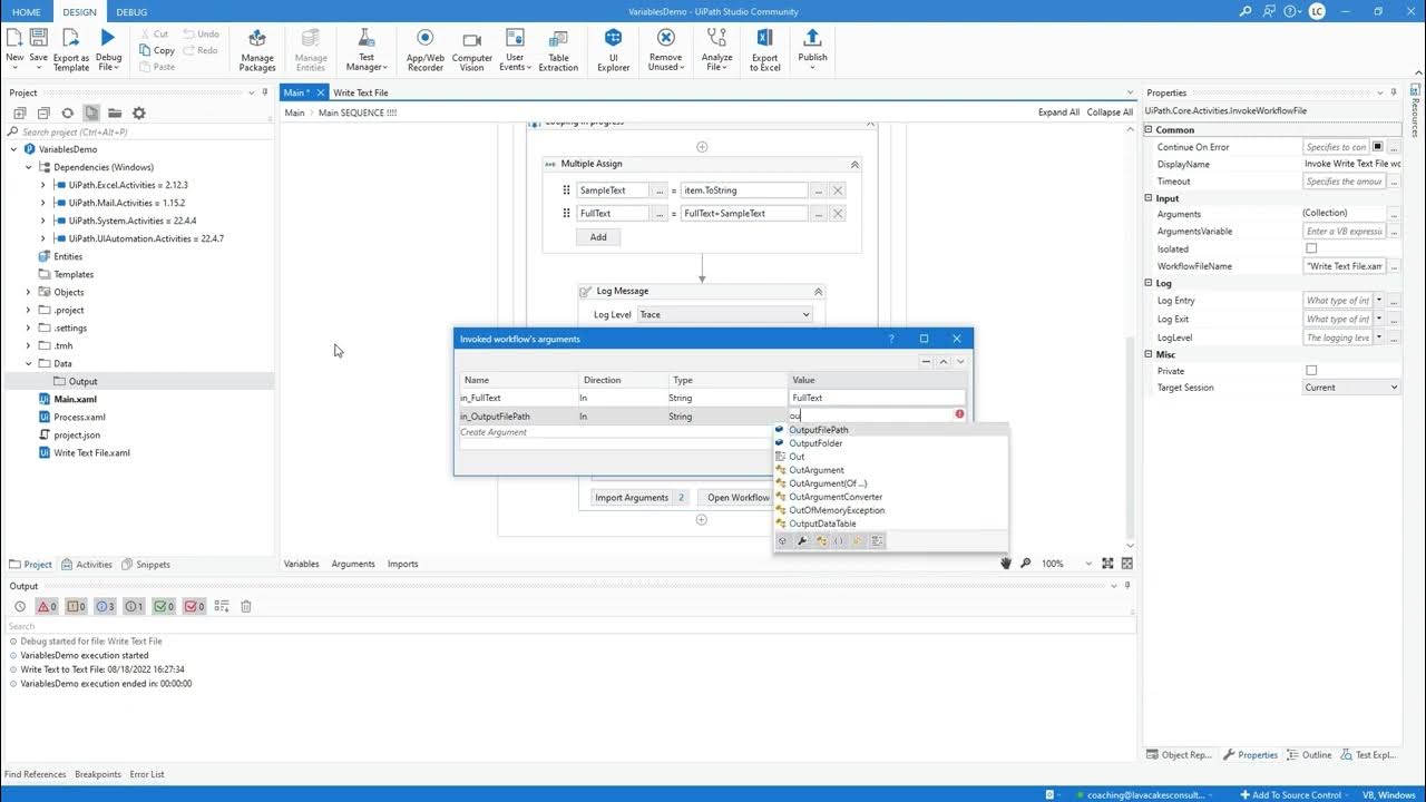 UiPath Quick Learn Variables, Arguments, For Each YouTube