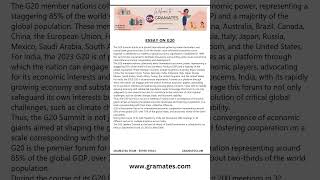 Essay on G20 | G20 Essay in English | Short Essay on G20 - grammar #g20summit #g20india #essay